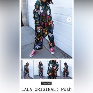 NEW LALA ORIGINAL: Posh Satin Playsuit in Folklore Florals; Small